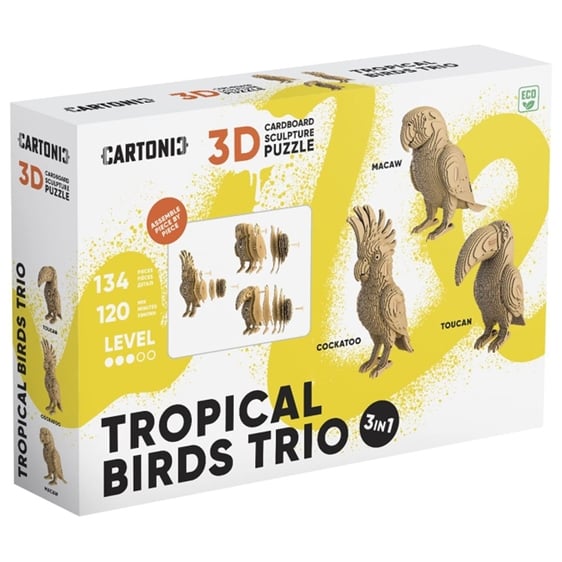 Cartonic 3D Trio Puzzle Eco 3 Τροπικά Πτηνά