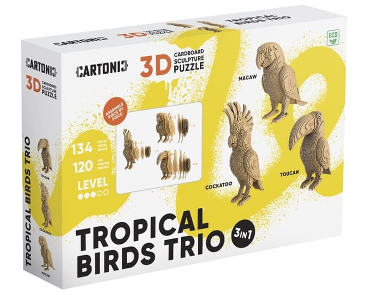 Cartonic 3D Trio Puzzle Eco 3 Τροπικά Πτηνά