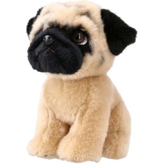 Ozzo Λούτρινο Μπεζ Μαύρο Σκυλάκι Pug 18cm