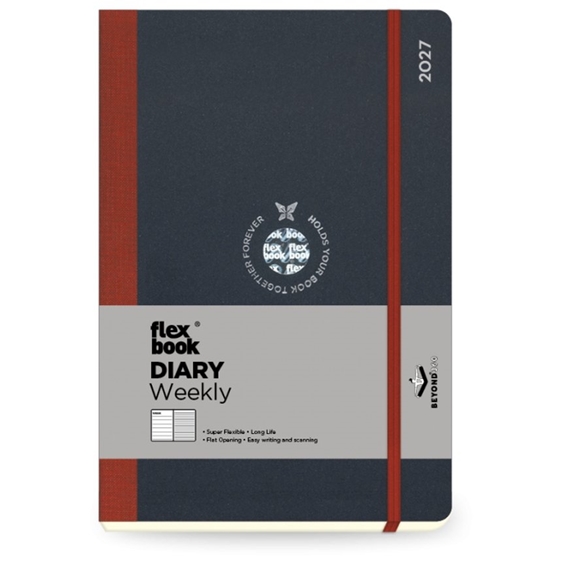Ημερολόγιο Ημερήσιο 13.8x20.4 Flexbook Μαύρο Κόκκινο