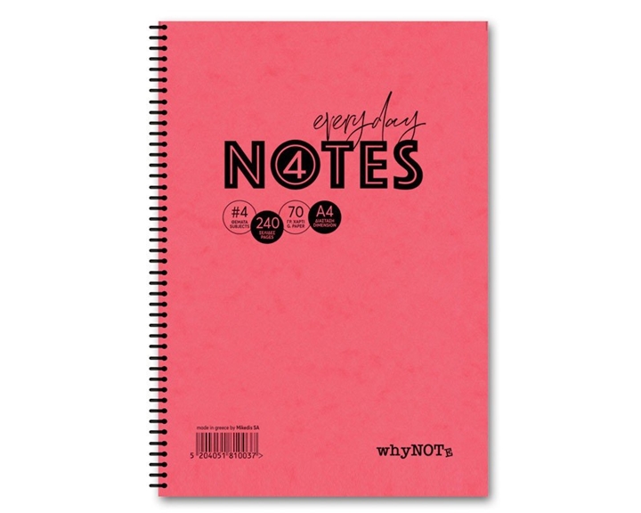 Whynote Τετράδιο Σπιράλ Α4 3θεμ.90φυλ. Prespan