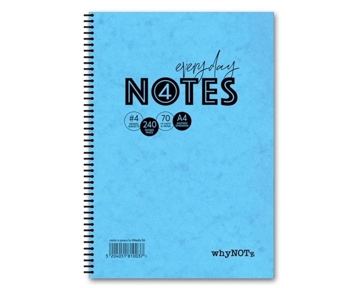 Whynote Τετράδιο Σπιράλ Α4 3θεμ.90φυλ. Prespan